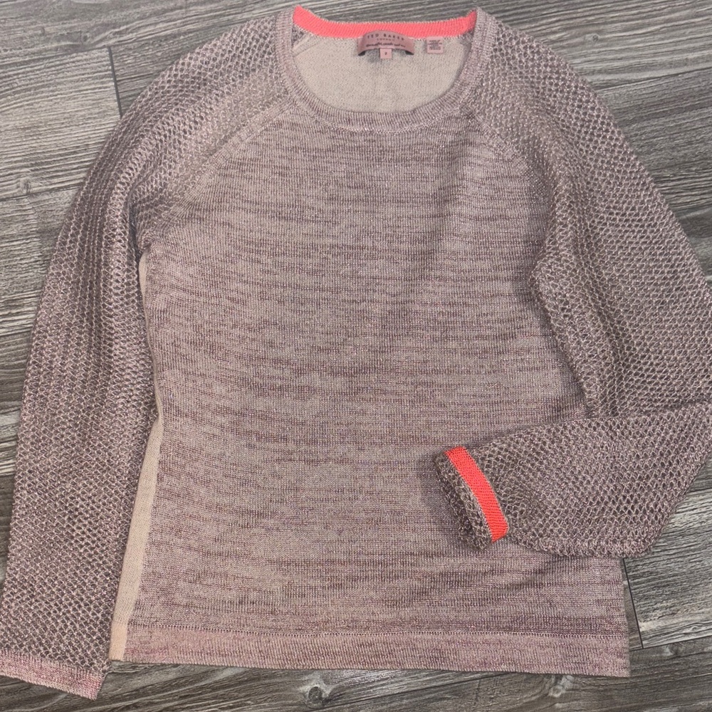 TED BAKER LONDON Metallic Jahitza Mohair Wool Sweater Size 2